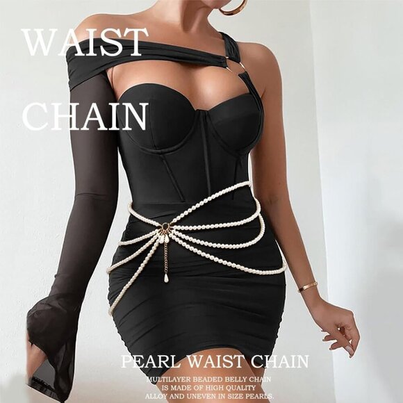 Pearl Waist Chain Layered Pearl Body Jewelry for Women Beach Dress